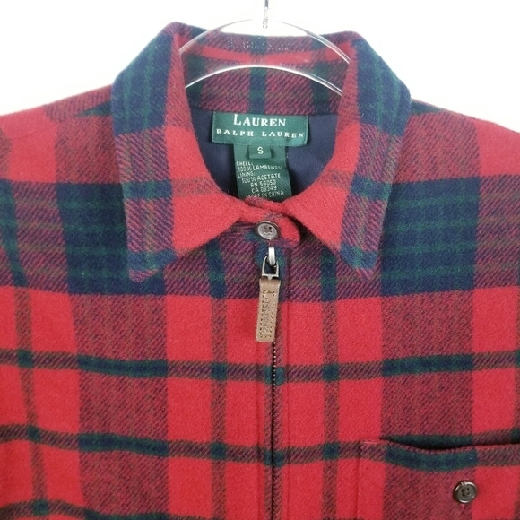 Ralph Lauren 100% Lambswool Plaid Zip Blazer size Small - Picture 8 of 9